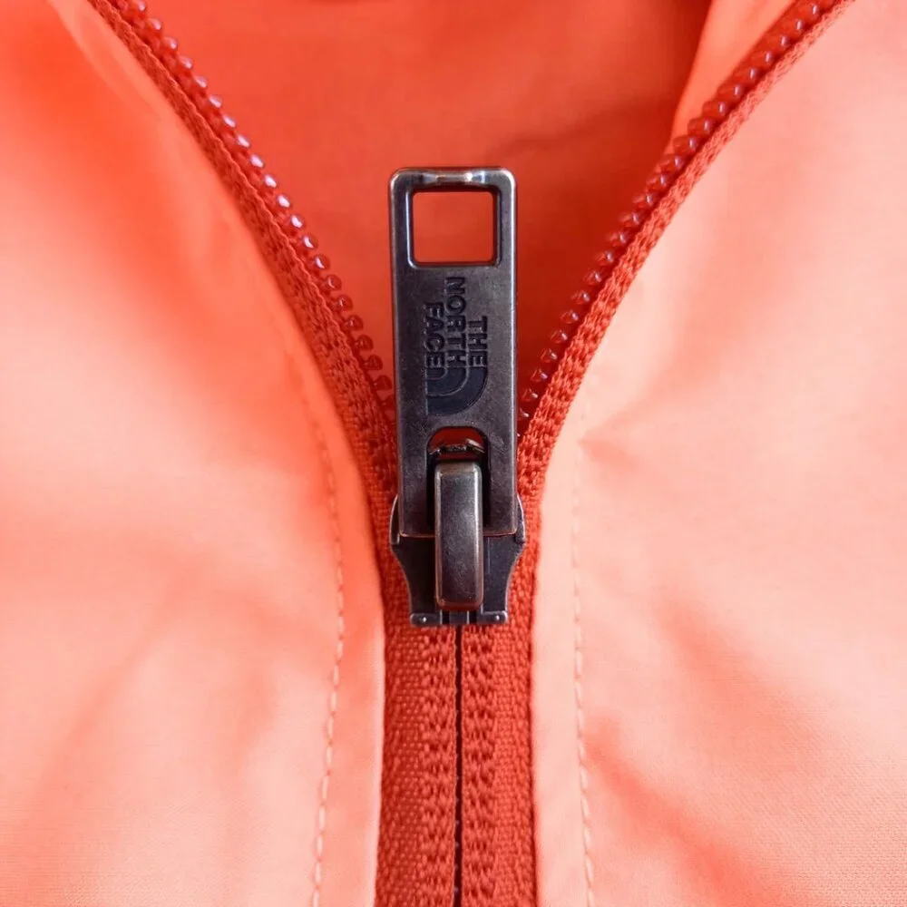 The North Face Youth XL Windbreaker Jacket Orange Colorblock Hooded Lightweight